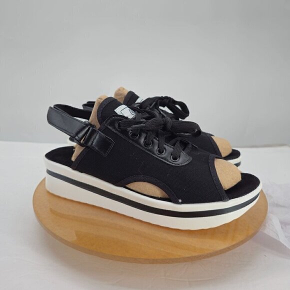 Black Slingback Sandal with Wedge Heel - Picture 2 of 8